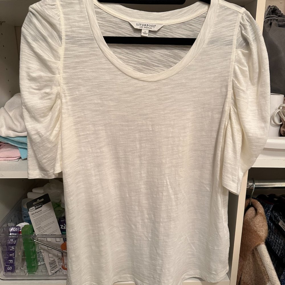 Liverpool Gathered Short Sleeve Knit t-shirt